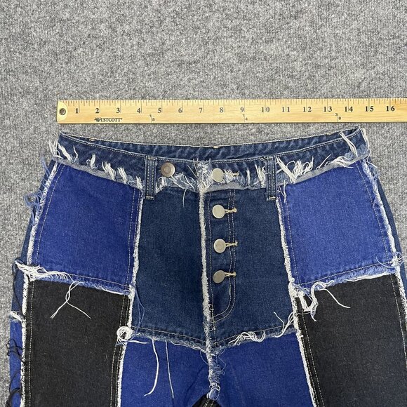 Shein High Waisted Patch Spliced Ankle Straight Leg Jeans Size L - Picture 2 of 5